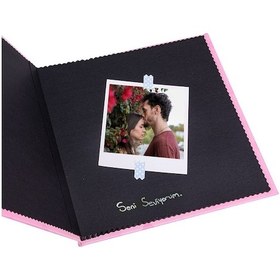 Resim Polabook Beyaz Kalemli Kalp Figürlü Pembe Kendin Tasarla Anı Defteri Ve Fotoğraf Albümü 