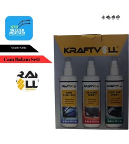 Resim Kraftvoll Kış Cam Bakım Seti (Yağmur Kaydırıcı Sprey-Buz Çözücü Sprey-Buğu Önleyici Sprey) 3X250ML 