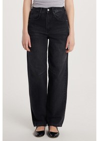 Resim Tudors Kadın Regular Fit Tokalı Geniş Paça Baggy Jean Kot Füme Pantolon-33916 Füme 