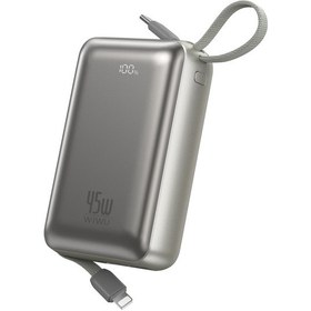 Resim Wiwu As-182 Samsung Uyumlu Galaxy Pro Max Serisi Type-c Lightning Çıkışlı Powerbank Pd 45w 20000mah Gümüş 