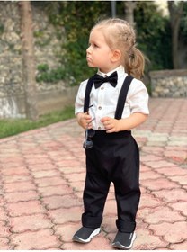 Resim Ares Kids Fashion Salopet Siyah Beyaz Gömlek Ve Papyon Siyah Bayramlık Özel Günlük Bebek Ve Çocuk Giyim 