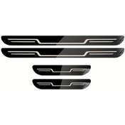 Resim Sunshine022 4 Adet Paslanmaz Çelik Kapı Eşiği Koruyucu Siyah Çizilme Dayanıklı Kolay Montaj 