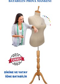 Resim Manken İstanbul Yüksek Kalite 44 Beden Keten Kumaş Full Iğne Batabilen Terzi Mankeni Prova Mankeni 