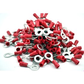 Resim 200 Adet 0,50-1,50 Bakır Kablo Pabucu Kırmızı M6 Delikli Sıkmalı Sulye 0.5 - 1.5 MM² M06 