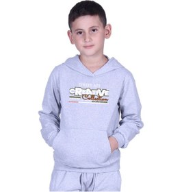 Resim Fyk Kids Erkek Çocuk Baskılı Kanguru Cepli Kapüşonlu 2li Eşofman Takımı Gri - Füme 