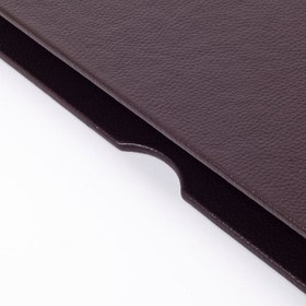 Resim Deri Kapaklı Masa Sümeni Kahve Ahşap Detaylı 50x35cm 