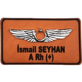 Resim Deri Metal Rozetli Pilot İsimliği Tulum İsimlik - Deri İsimlik - Pilot İsimlik Çok Renkli 