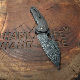 Resim HAWK-9 PLUS(+) FULL CARBON DAMASCUS LİNERLOCK ÇAKI 