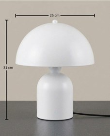 Resim Ruby Mantar Tasarım Beyaz Abajur 25 Cm 