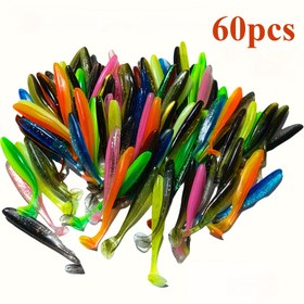 Resim 60 Yumuşak Balıkçılık Yemi, T-Tail Köpük Yemleri, Gerçekçi Eylem, Silikon Malzeme, Kurşunsuz, Bass ve Pike için Uygun, Balıkçılık Maceraları için Bir Çok Renk Seçeneği Mevcut 