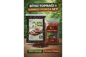 Resim Plant Home Power Mix Bitki Toprağı & Kırmızı Pomza Seti | 5 L Bitki Toprağı + 1 L Ponza | Organik Cocopeat Içerikli 
