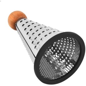 Resim Ahşap Saplı Paslanmaz Çelik Çok Fonksiyonlu Silikon Tabanlı Konik Rende - 20 Cm Paslanmaz Çelik 