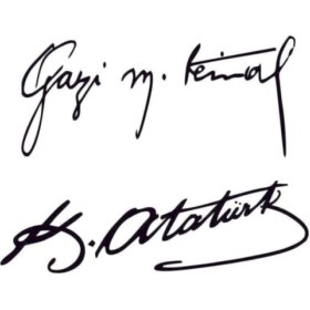 Resim Ne Verelim Size Gazi M.kemal-K.atatürk Imza Sticker Ikili Imza 25*11 cm 