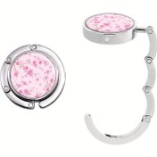 Resim Vintage Çiçekli Kiraz Çiçeği El Çantası Askısı - Pembe Sakura Masa Çanta Tutucu Güvenli Metal Tokalarla, Restoranlar, Barlar ve Ev Dekoru için Taşınabilir Katlanabilir Çanta Asıcı - Kadınlar İçin Eşsiz Hediye 