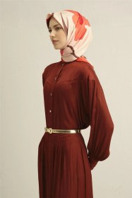 Resim Armine Çiçek Desenli Saf İpek Sura Eşarp 9317d 31 Turuncu 