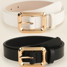 Resim Kare Metal Toka İşyeri Rahat Stil Tasarım El Yapımı Hafif Lüks Moda Basit Kadın Kemer Çok Fonksiyonlu Çok Yönlü Giyim T-shirt/Jeans/Elbise/Resmi/Günlük Giyim İçin Uygun Yeni Kemer Tatil Hediyesi 