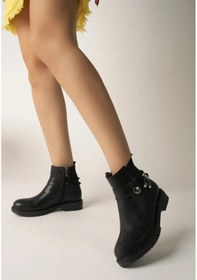 Resim Mehtap Taş Dekolteli Kadın Bot Siyah 