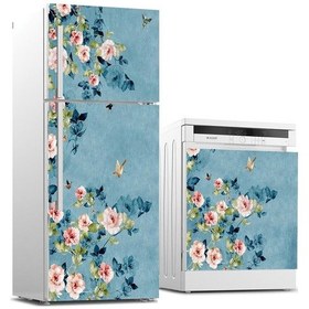 Resim Buzdolabı Ve Bulaşık Makinası Beyaz Eşya Sticker Kaplama Mavi Yeş 