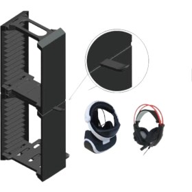 Resim YUES PS4 Çok Fonksiyonlu Stand – VR Gözlük + Kulaklık + Oyun Organizeri, PS4 Serisi & Xbox One S Uyumlu, Kaymaz Taban 