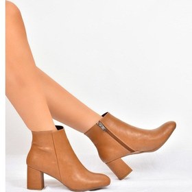 Resim Fox Shoes Taba Kalın Topuklu Kadın Bot L820011509 