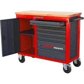 Resim İzeltaş Takım Dolabı Ahşap Üst Tablalı Workbench (7 Çekmeceli) 