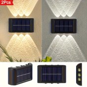 Resim 2 adet Güneş 6 LED Dış Mekan Güneş Işığı Peyzaj Balkon Dekorasyon Güneş Duvar Lambası IP44 Dış Mekan Duvar Lambası Akşamdan Sabaha Uygun Dış Mekan Bahçe Sürüş Yolu Yolu Duvar Lambası Sıcak/Soğuk Renk Seçeneği 