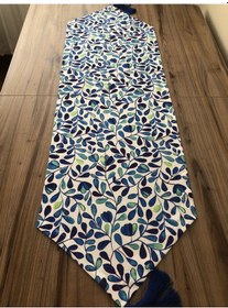 Resim Mavi Yapraklar Desenli Runner Çok Renkli 