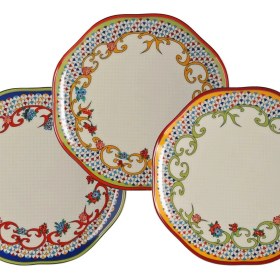 Resim LuckyArt Lucky Art Fiora Bone 19 cm 6'lı Tabak Seti 