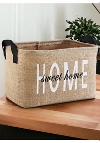Resim Home Baskılı Jüt Çamaşır Kirli Oyuncak Sepeti 25x18x14 Çok Renkli 