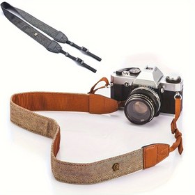 Resim Dayanıklı Vintage Dokuma Kamera Boyun Askısı - Klasik Tasarım, Canon, Fuji, Nikon, Olympus, Panasonic, Pentax, Sony Kameralarla Uyumlu - Güvenli & Şık Fotoğrafçılık Aksesuarı, Kamera Aksesuarları 