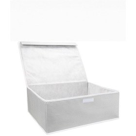 Resim Fullamoda Çizgili Çok Amaçlı 50 X 40 X 19 Cm Baza Hurç 23MZCC7449188654_Gri 