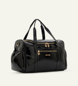 Resim Serena Siyah Kırışık Deri Gold Bebek Çantası 