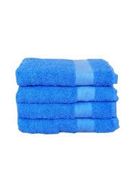 Resim 4 Lü El Yüz Havlu Seti %100 Pamuklu 50x90 Cm Simple Time Havlu Takımı Mavi 