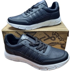 Resim abinstore Lepons 48-49-50 Numara Siyah Erkek Günlük 4 Mevsimlik Cilt Deri Suya Dayanıklı Spor Ayakkabı Sneaker 