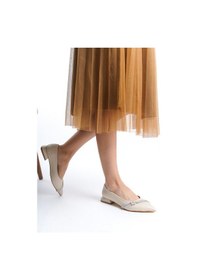 Resim Kadın Rake Krem 2.5 Cm Ökçeli Taşlı Detaylı Abiye Ve Günlik Ayakkabı Krem 