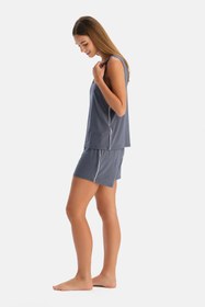 Resim Indigo V Yaka Modal Cooling Atlet Şort Takım - Mavi / Indigo / S 