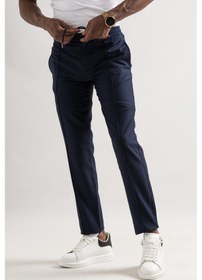 Resim Armürlü Regular Fit Beli Lastikli Ve İplikli Önü Dikişli Mevsimlik Kumaş Erkek Jogger Pantolon 001 