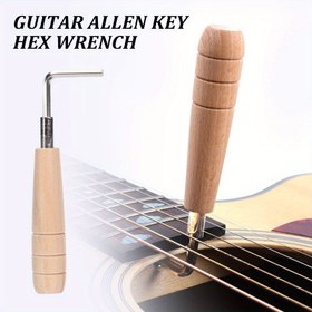 Resim Premium Akustik Gitar Akort Anahtarı - Hassas Ayarlama için Dayanıklı Metal & Ahşap Altıgen Anahtar, Konforlu Tutuş L-Şekilli Tasarım 