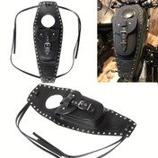 Resim Motorcycle Saddle Bag Black Faux Leather Genuine Leather Fuel Tank Bag Pad For Harley-Davidson For Sportster 883 1200 For XL Motorcycle Accessories 