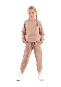 Resim Ahengim Kız Çocuk Back To School Pamuklu Trend Eşofman Takımı Ak2529 Kahverengi 