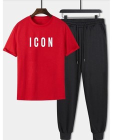 Resim Unisex Icon Baskılı 2'li Eşofman Takımı Kırmızı 