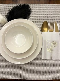 Resim Gold Yaldızlı Beyaz Cepli Hindiba Çiçeği Peçete 12 Adet 