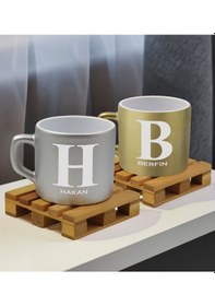 Resim Bk Gift Kişiye Özel İsimli 2li Gümüş Ve Gold Renkli Middle Çay & Kahve Fincanı-3, Arkadaşa Hediye, Sevgiliye Hediye Kobitmeyencom32666 Bk Gift 