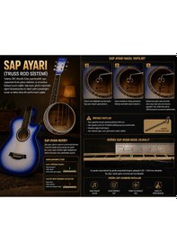 Resim Valares 38c Kesik Kasa Sap Ayarlı Akustik Gitar 38 4/4 Full Aksesuar Hediyeli Mavi Sunburst Blue Sunburst 