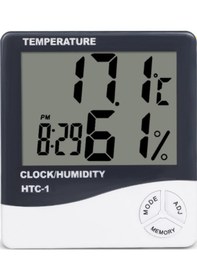 Resim Dijital Termometre Sıcaklık ve Nem Ölçer Masa Saati Alarm 