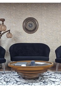 Resim Zafir Teddy Takım Krom Kaplama Telli Ayak Çay Seti Koltuk - Berjer , Balkon, Salon, Ofis Siyah 