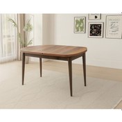 Resim Ortadan Açılır Ahşap Yemek Masası Gizli Kaşıklık Bölmeli 80cm X 140cm Barok Ceviz Ceviz 