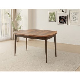 Resim Ortadan Açılır Ahşap Yemek Masası Gizli Kaşıklık Bölmeli 80cm X 140cm Barok Ceviz Ceviz 