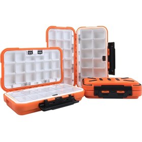 Resim Çift Taraflı Su Geçirmez Balıkçılık Takım Kutusu, Balık saç tokası Balıkçılık Yem Depolama Kutusu, Mini Taşınabilir Balıkçılık Malzemeleri Aksesuar Kutusu 