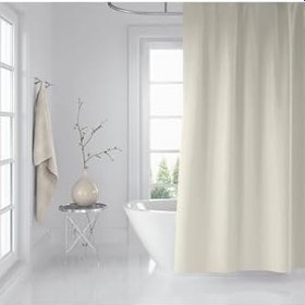 Resim Banyo Duş Perdesi Krem 180x200 Perde Borusu Askı Aparatı 120x200 Hediyeli 